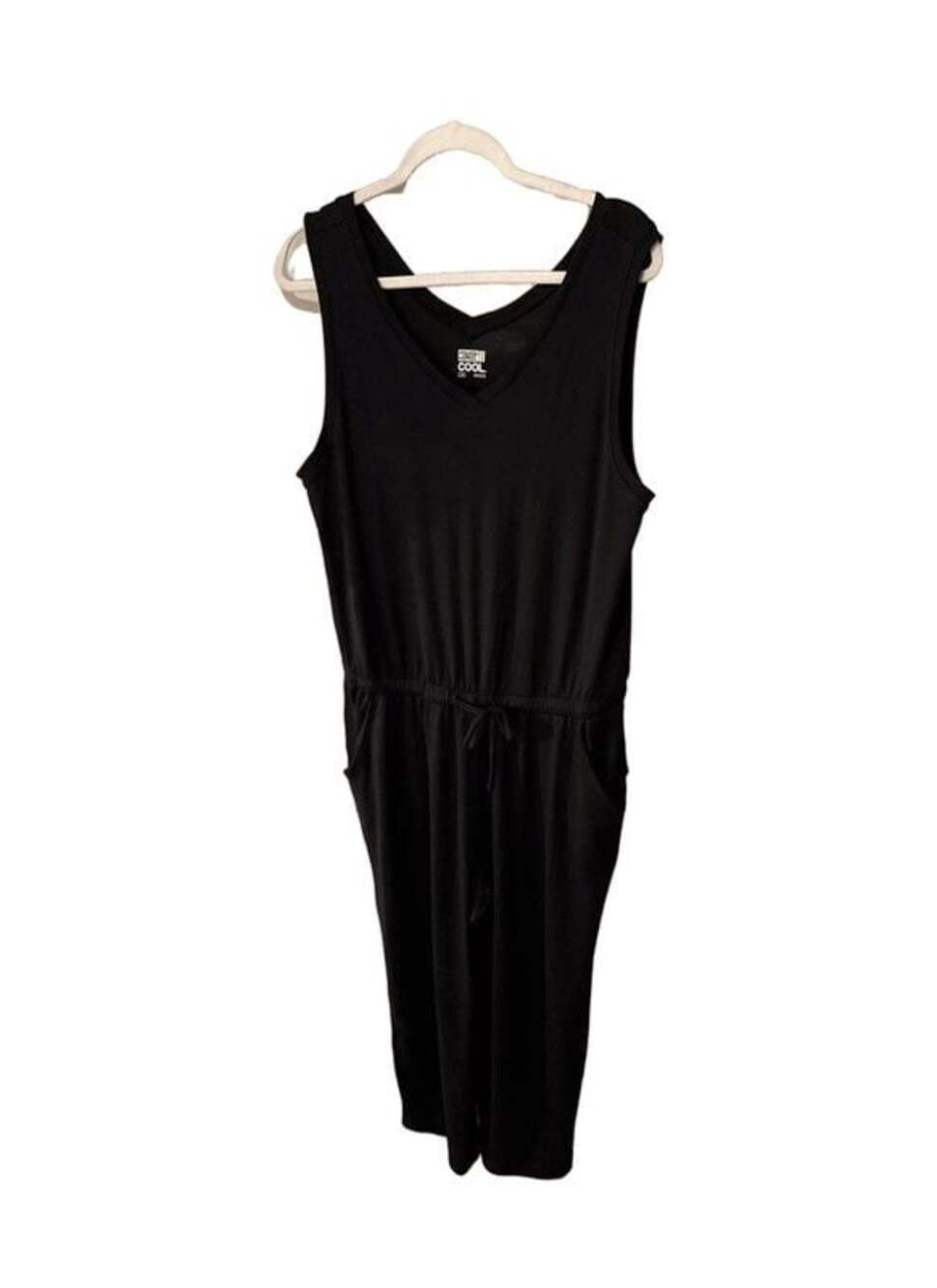 NWOT 32 L Black Degrees Sleeveless Faux Wrap Jumpsuit
